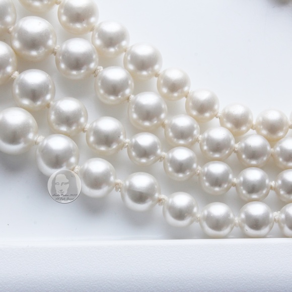 Vintage Pearl Necklace Multistrand Choker Style Glass Faux Pearls 1960s - Picture 8 of 12